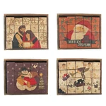 Vintage Wood Block Four Scene Christmas Puzzle 20-PIECE Folk Art Handmade. Fixed Price $39.95.
