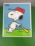 Vintage Playskool Snoopy Superstar Baseball Wood Puzzle 6 Pieces Peanuts 1958. Fixed Price $15.00.