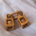 Hand-carved Wooden Linked Cubes Folk Art Puzzle Brown Decorative Collectible. Fixed Price $17.50.