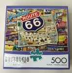 Route 66 500 Piece Jigsaw Puzzle Buffalo Games Poster Map Cars Diners 15 X 21. Fixed Price $7.49.