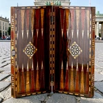 Backgammon Set Handmade Solid Wood With Mosaic Inlay 13.8" Gift Idea. Fixed Price $160.38.