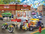 - American Nostalgia Hot Rod Garage 550 Piece Jigsaw Puzzle For Adults. Fixed Price $17.91.