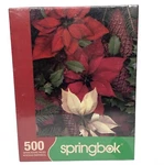 2005 Springbok Poinsettias & Pine Cones Christmas 500 Pc Jigsaw Puzzle New Seald. Fixed Price $14.99.