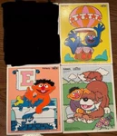 3 Sesame St Vtg Playskool Wooden Puzzles Ernie, Grover, & Barkley. Fixed Price $27.00.