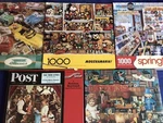 Lot 5 Springbok Puzzles Complete New Mouskamania Norman Rockwell Kiddie Cars. Fixed Price $60.00.