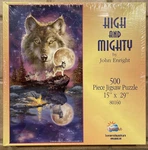 Vtg Suns Out 500 Pc. Wolf Jigsaw Puzzle "high & Mighty" Full Moon Nature New!. Fixed Price $24.50.