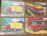 Vintage 1955/1957/1958 Milton Bradley Company Truck & Train Puzzles (4 Total). Fixed Price $75.00.