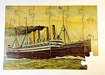 Antique ? Vintage Jigsaw Puzzle Steamship Cardboard Corner Piece Missing 20X14. Fixed Price $24.99.