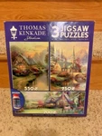 Thomas Kinkade 3 1 Jigsaw Puzzles Bonus Glue Inside New Sealed. Fixed Price $24.99.