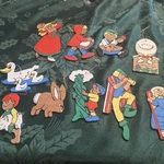 10 Vtg Painted Wooden Nursery Rhyme Christmas Ornaments. Fixed Price $24.99.