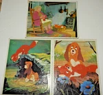 3 Vintage Disney Fox And The Hound Frame Tray Puzzles 1981 Complete. Fixed Price $30.00.