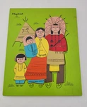 Vintage Playskool Native American Indian Family Wood Inlaid Puzzle 360-11 Chief. Fixed Price $49.99.