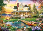 300 Piece For Adults, Large Elderly Jigsaw Puzzle, Lakeside Villa. Fixed Price $14.99.