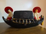 Vintage 1954 Oriental Style Ceramic Asian Boat Tv Table Lamp Ash Tray Planter. Fixed Price $100.00.
