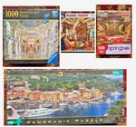 New 4 Puzzles Ravensburger Monastery Library, Springbok, White Mountain. Fixed Price $24.97.