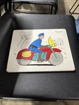 Vintage Playskool Motorcycle Policeman #360-1 Wooden 19 Piece Puzzle. Fixed Price $19.90.