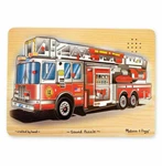 New Wooden Melissa & Doug Fire Engine Sound Peg Puzzle - 9 Pieces. Fixed Price $28.70.