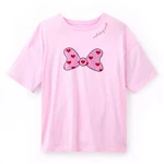 Disney Minnie Mouse Heart Bow Rhinestone Relaxed Fit T-shirt Pink S, L, Xl. Fixed Price $46.99.