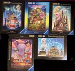 Lot Of 5 Preowned Ravensburger Disney 1000 Piece Jigsaw Puzzles. Fixed Price $58.00.