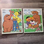 Lot Of Playskool Board Puzzles Sesame Street Barkley 315-32 & Snuffle 315-33. Fixed Price $15.00.