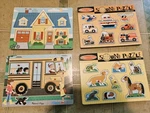 Lot Of 4 Melissa & Doug Vehicles Sound Puzzles (some Wear) Bus Animals *works*. Fixed Price $45.00.
