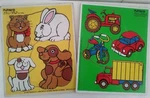 Playskool Vtg 80S Wooden Puzzle Lot Of 2 180-04 Tractor 180-06 Animal Dog. Fixed Price $10.99.
