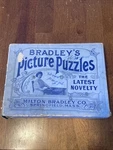 Antique C1900 Milton Bradleys Picture Puzzles Empty Box Blue W Graphics. Fixed Price $13.00.