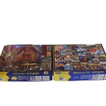 Springbok 1,000 Piece Puzzles (2) * What's On Tv Nyc Street Complete + Mis. Fixed Price $29.99.