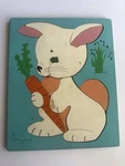Rare Vintage Playskool Wood Puzzle Rabbit #275-22 Gc 10 Pieces. Fixed Price $15.00.