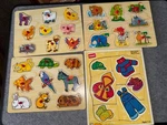 Vintage Playskool And 3 Peg Lot Of 4 Kids Wood Puzzles. Fixed Price $24.57.
