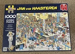 Jan Van Haasteren - Queued Up 1000 Pieces Jigsaw Comic Puzzle By Jumbo 17466. Fixed Price $20.00.