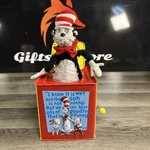 Vintage Schylling Cat Hat Dr. Seuss Classic Jack-in-the-box Toy. Fixed Price $35.00.
