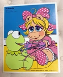 Vtg 1983 Playskool Miss Piggy & Kermit Wooden Puzzle Cat's Cradle Muppet Babies. Fixed Price $10.00.