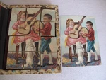 Antique Victorian Children's Toy Picture Blocks Paper Litho Over Wood Orig. Box. Fixed Price $195.00.