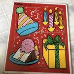 Vintage Playskool Happy Birthday 180-11 Wooden Tray Puzzle Complete 1986 Usa. Fixed Price $24.99.