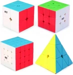Pack Speed Set, 2X2 3X3 4X4 Pyramid Magic Brain Teaser. Fixed Price $16.99.