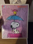 Vtg 1965 Snoopy Woodstock Tray Puzzle Milton Bradley Rain Umbrella Cardboard. Fixed Price $15.00.
