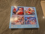 New Abraham Hunter Holiday 4 X 500 2000 Ceaco Puzzles Santa Birds. Fixed Price $35.99.