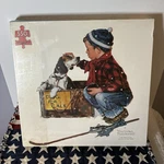 Vintage 1990 Norman Rockwell Jigsaw Puzzle "a Boy Meets His Dog" Hoyle Sealed. Fixed Price $29.90.
