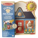 Melissa & Doug Jumbo Peg Puzzle First Shapes Wooden Toddler Learning Toy 1+. Fixed Price $17.99.