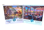Two (2) Buffalo 1000 Pc. Jigsaw Puzzles Lakeside View & Sunset At Farm Posters. Fixed Price $14.99.