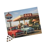 Vintage Gas Station Pickup Trucks Puzzle Retro 520 Piece Jigsaw Family Fun. Fixed Price $40.00.