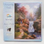 Sunsout Tranquility Falls 1000 Pc Jigsaw Puzzle 20" X 27" #48371 Cabin,waterfall. Fixed Price $19.95.
