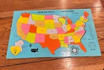 Vintage Playskool Wood United States Map Puzzle Complete NO770N 50PC W/compass. Fixed Price $59.99.