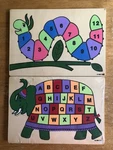 Lot Of 2 Vintage Chadwick Miller Wooden Puzzles Counting & Alphabet Learning Nos. Fixed Price $19.99.
