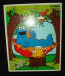 Vintage Playskool 315-29 Sesame Street Muppets Cookie Monster Wooden 9PC Puzzle. Fixed Price $15.00.