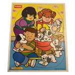 Playskool 1995 Wooden Puzzle Pieces Kids Children Boy Girl Puppies Dog 186-16. Fixed Price $18.86.
