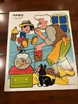 Vintage Playskool Wooden Puzzle Pinocchio 375-06 Walt Disney Productions Usa. Fixed Price $12.00.