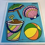 Vintage Playskool Puzzle 180-14 Pcs At The Beach! 1986 Wood Usa. Fixed Price $10.00.