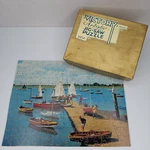 Vtg Victory Artistic Gold Box Jigsaw Puzzle Wooden 200 Pc #7101 Who's For Sail. Fixed Price $124.00.